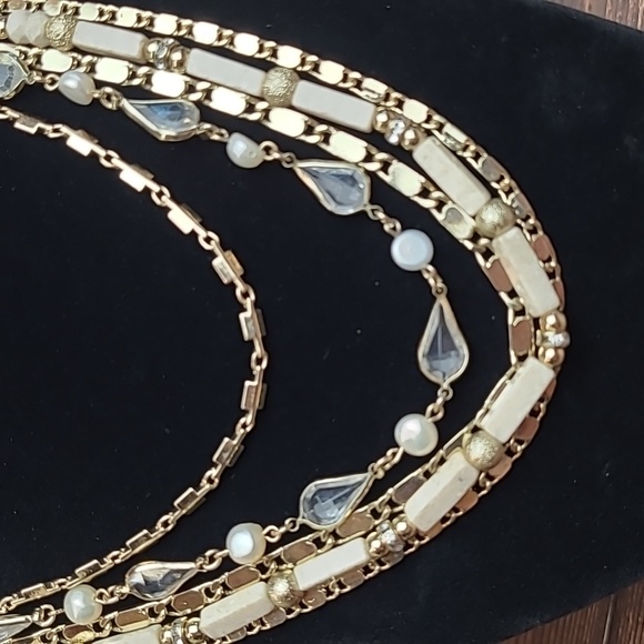 WHBM GOLD TONE FIVE STRAND TIERED NECKLACE - Picture 2 of 8